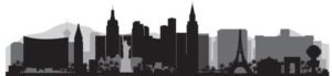 Las Vegas, NV city skyline silhouette - home to MedCure's cadaver lab surgical training facility
